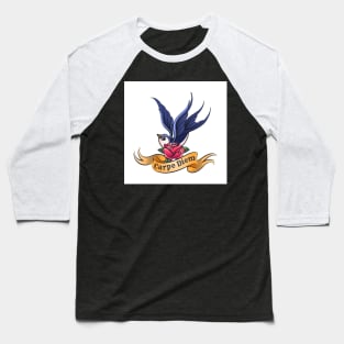 Swallow with Rose and Ribbon Baseball T-Shirt